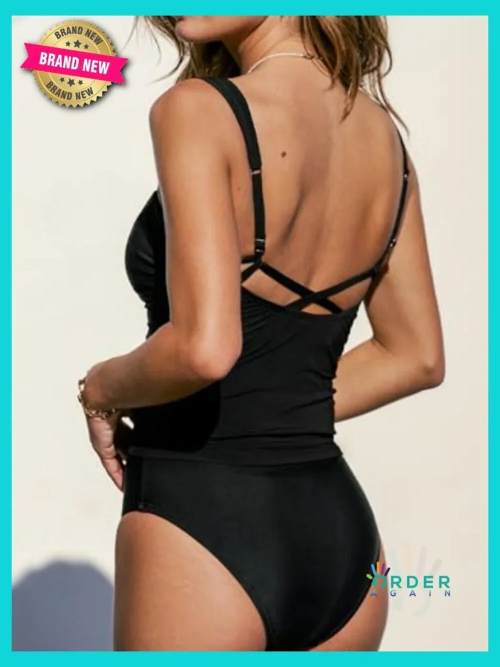 Sweetheart Neck Tankini Set Mid Rise Adjustable Wide Straps Recycled Materials
